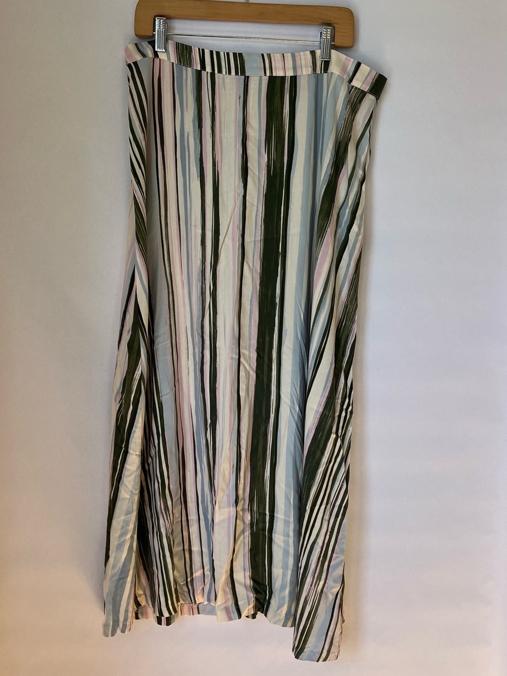 Vince Camuto Vertical Striped Midi Skirt in Green, Pink & Blue